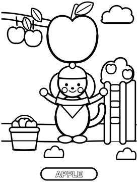 Apple picking coloring page