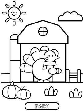 Barn coloring page for toddlers