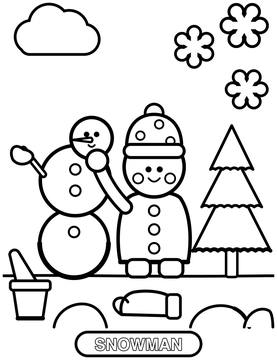 Building a snowman coloring page