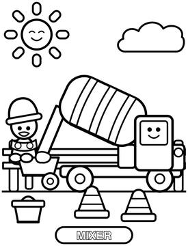 Cement mixer coloring page for toddlers