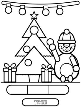 Christmas tree coloring page for toddlers