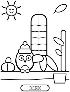 Corn coloring page for preschoolers