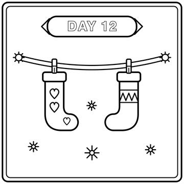 Day 12: Christmas stockings coloring page