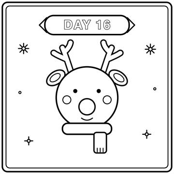 Day 16: reindeer Christmas coloring page