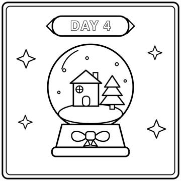 Day 4: snow globe Christmas coloring page