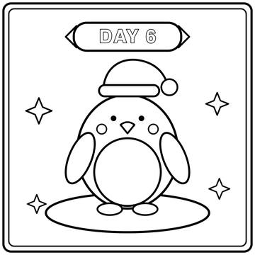 Day 6: penguin Christmas coloring page