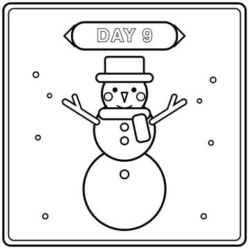 Day 9: snowman Christmas coloring page