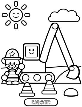 Digger coloring page for toddlers
