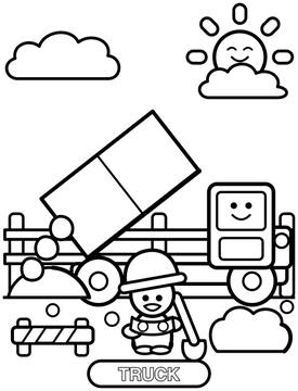 Dump truck coloring page for toddlers