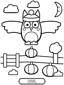 Fall owl coloring page