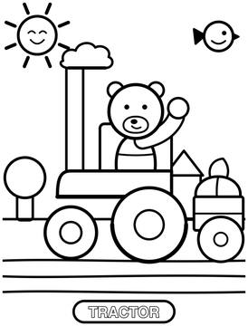 Fall tractor coloring page