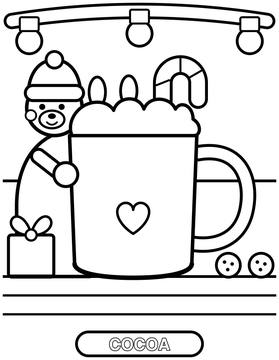 Hot cocoa coloring page for toddlers