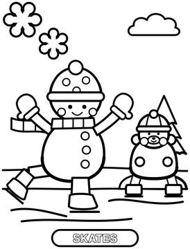 Ice skating coloring page for kids