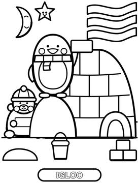 Igloo coloring page for preschoolers