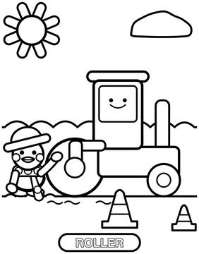 Road roller coloring page for toddlers