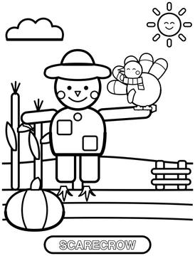 Scarecrow coloring page for preschoolers