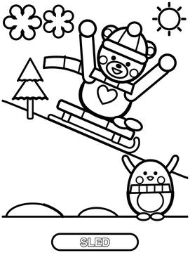 Sled coloring page for toddlers