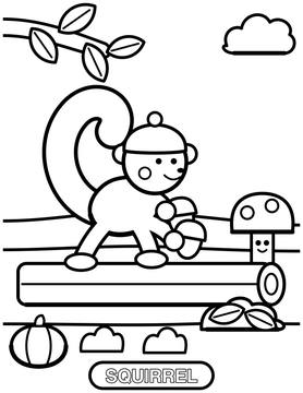 Squirrel coloring page for toddlers