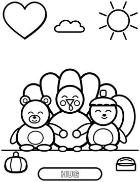 Thanksgiving hug coloring page